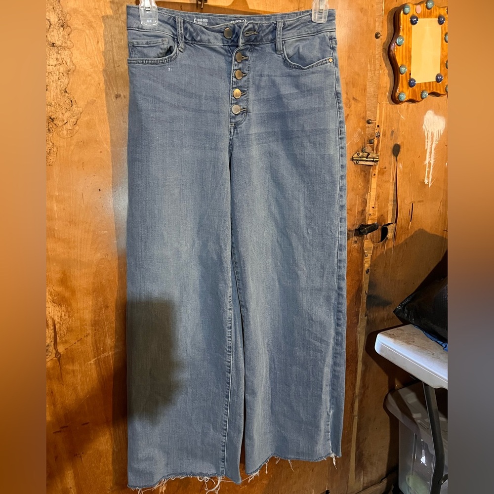 a.n.a High Rise Blue Button-Fly Jeans